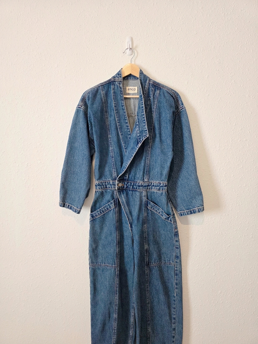 Etica Straight Denim Coverall Jumpsuit XS